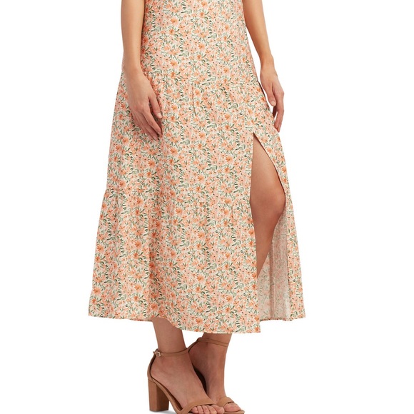 BCX Cream Pink Midi Skirt with A-Line Slit - Picture 4 of 5